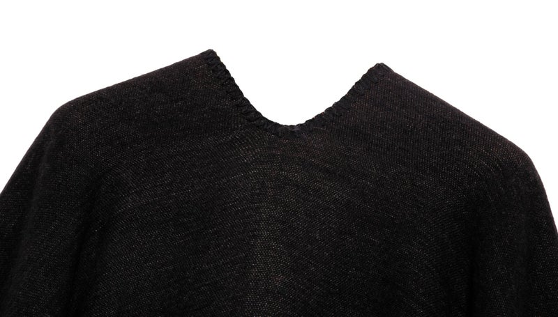 EXCHIC Womenâ€™s Retro Warm Shawls Poncho Cape Floral Printed Open Front Cardigans Sweater (6 Black) - Image 4